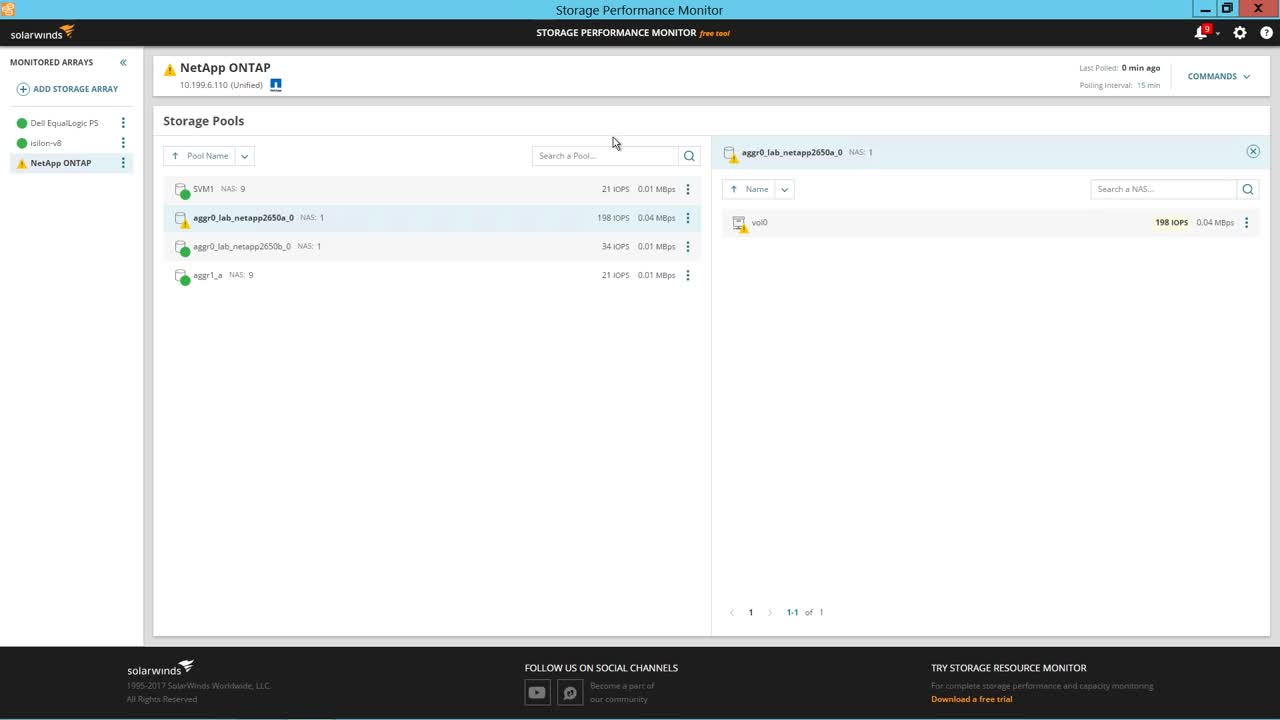 Screenshot of free Storage Performance Monitor tool