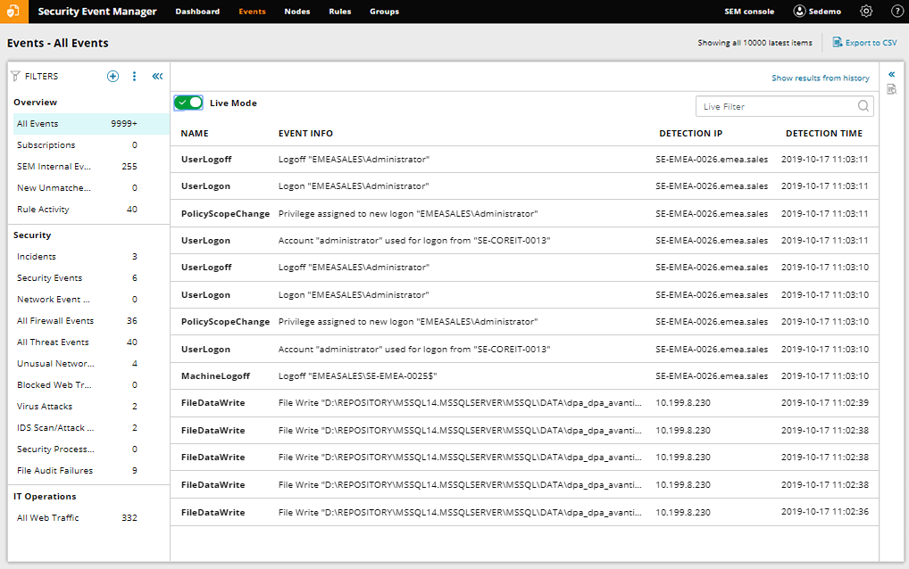 Security Event Manager IDS tool