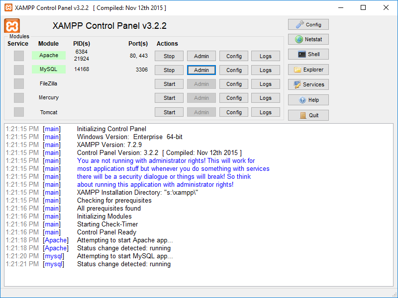 PHP Development Environment: XAMPP
