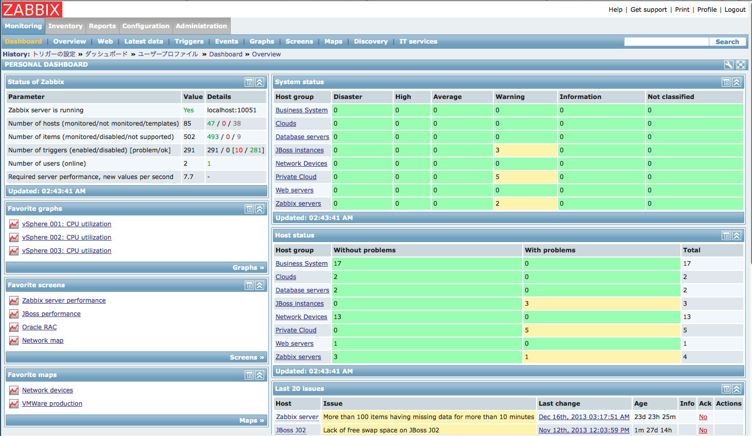 Screenshot of Zabbix Open Source Network Monitoring Tool