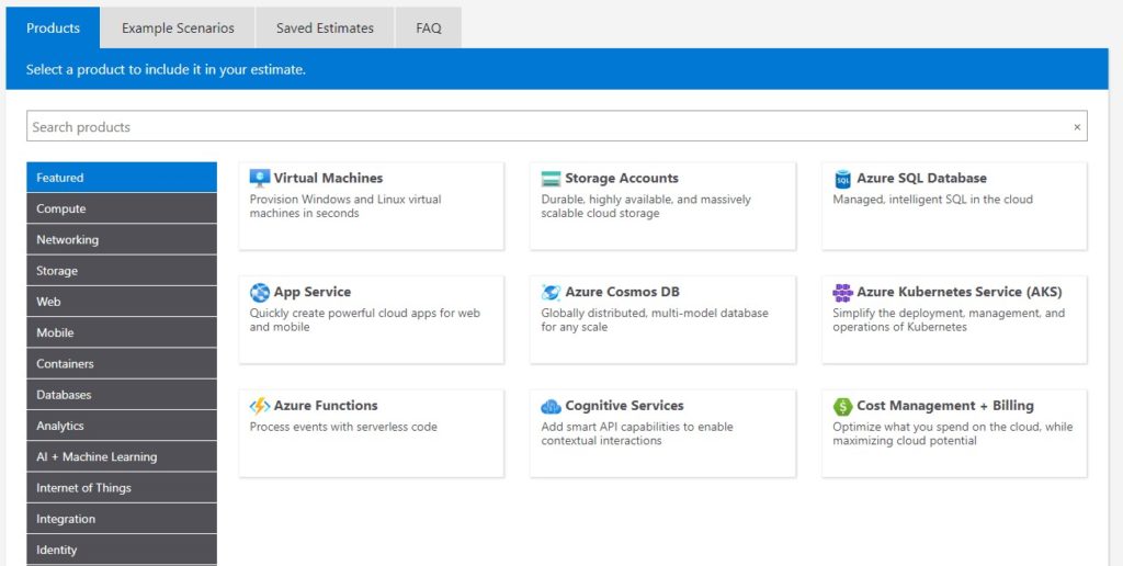 Azure Pricing Calculator