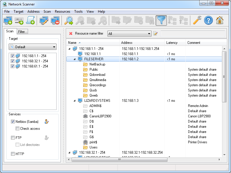 LizardSystems Network Scanner