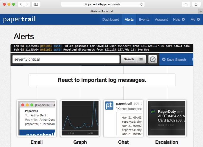 Papertrail log monitoring