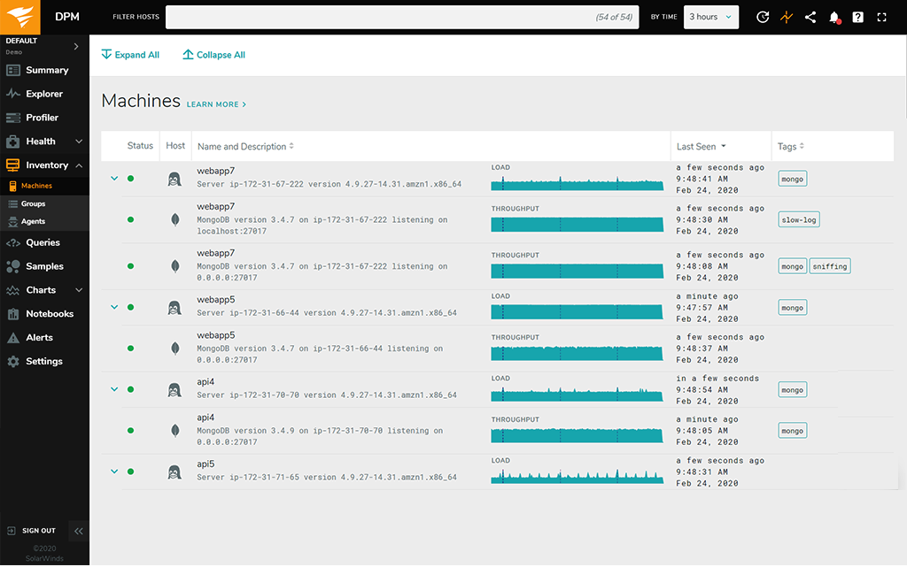 database inventory machines