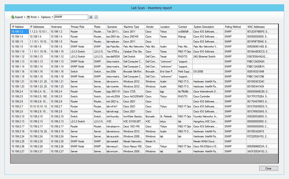 SolarWinds Network Topology Mapper inventory management tool