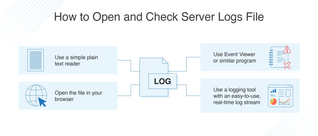 how to open and check server logs file