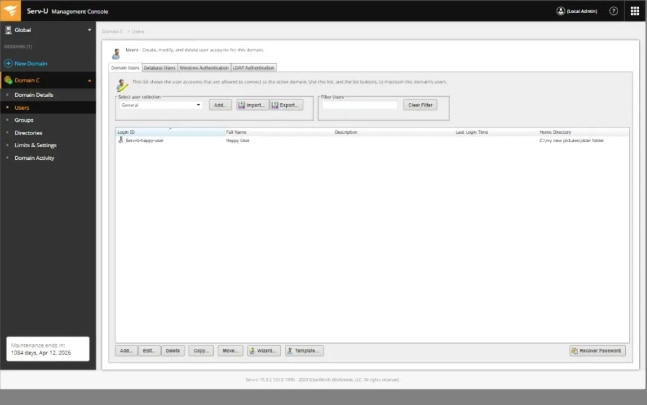 Serv-U SSH authentication